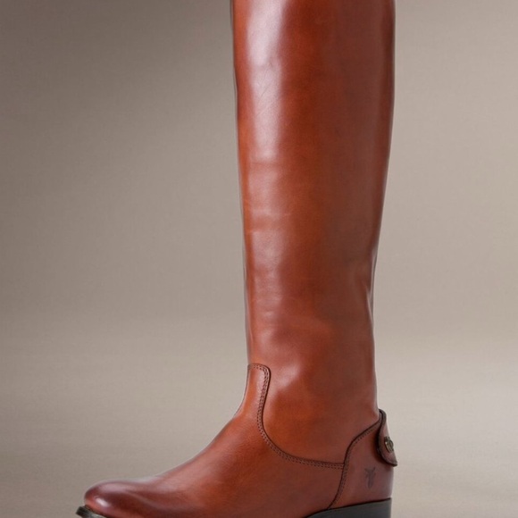 Frye Melissa Back Zip Riding Boots Women's 6B Cognac Brown Leather